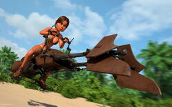 1girls 2018 3d artist_name bare_shoulders beach big_breasts bikini bikini_bottom bikini_top brown_gloves brown_hair busty cleavage curvy detailed_background eyelashes female female_only fingerless_gloves front_view gloves green_eyes holding_object hourglass_figure human jyn_erso kondaspeter midriff necklace outdoor outside pose posing riding rogue_one:_a_star_wars_story sand_scarif shadow shiny shiny_skin shoes short_hair sitting solo speeder_bike spread_legs spreading star_wars swimsuit thong vest voluptuous wide_hips