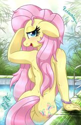 anthro back_view female fluttershy_(mlp) friendship_is_magic joakaha my_little_pony nude solo straight_hair