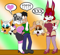 1boy 2009 2futas balls blue_eyes breasts dickgirl futa_with_male futanari heart human intersex lagomorph male mammal mask meanmotorscooter orange_eyes penis rabbit rouge_the_bat sonic_(series) unmask vanilla_the_rabbit what