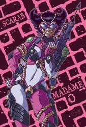 2d bionic_six face_mask female lingerie madame_o pinup scarab_(artist) softcore solo weapon