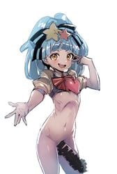 1futa :d blue_hair bottomless bow_(bhp) censored cowboy_shot eyebrows_visible_through_hair futa_only futanari hair_ornament hair_ribbon heart hoshikawa_lily hyper intersex large_penis long_hair looking_at_viewer navel open_mouth orange_eyes outstretched_arm oversized_penis penis puffy_short_sleeves puffy_sleeves ribbon short_sleeves simple_background sketch smile solo solo_futa spoiler star star_hair_ornament stomach v v_over_eye white_background zombie_land_saga