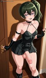 ai_generated black_skirt egirl emo frieren_beyond_journey's_end futa_only futanari goth green_hair miniskirt precum sexyexxchi skirt smile solo sousou_no_frieren testicles thighs ubel_(sousou_no_frieren)