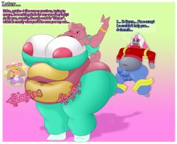 ampharos breasts buldge comic female hyper hyper_belly hyper_breasts hyper_butt hyper_thighs kimmy_(dongwongtang) lickilicky mobiustheice obese obese_female pink_body pink_skin pokemon pokemon_(species) text thick thick_ass thick_thighs vore vore_belly vore_comic