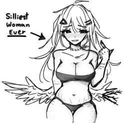 2024 angel_wings artist_self-insert artist_upload bigoldstinker blush blushing boobs cleavage freckles ibispaint_(artwork) ibispaintx long_hair looking_away medium_breasts nsfw oc original original_artwork original_character piercings scars self_insert self_upload sketch smile stretch_marks thick_thighs thighs underwear
