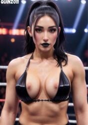 1girls 3d ai ai_art ai_assisted ai_generated alternate_version_at_source artist_logo artist_name black_bra black_hair black_lips black_lipstick bluesky_link bra breasts breasts_out female female_focus female_only looking_at_viewer muscular muscular_female nipples quinzo11 rhea_ripley self_upload wrestling_ring wwe wwe_diva wwe_divas