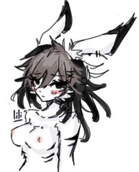2024 artist_self-insert artist_upload bigoldstinker blush blushing boobs furry furry_female fursona ibispaint_(artwork) ibispaintx long_hair looking_away medium_breasts nipples nsfw oc original original_artwork original_character piercings pink_nipples rabbit_girl self_insert self_upload shy shy_expression sketch