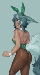 1girls breasts breasts_out bunny_costume bunny_ears bunny_girl bunnysuit female female_only fox fox_ears fox_girl foxtrot_(glacierclear) hadmyway kitsune kitsunemimi medium_breasts mint_chip_(glacierclear) pinup