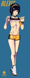 1boy alexis_(andava) andavaverse androgynous femboy girly hair himawari hourglass_figure light-skinned_femboy male male_only shirt_lift short_shorts shorts solo