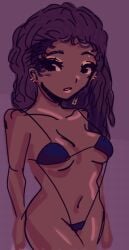 2024 artist_upload bigoldstinker boobs braided_hair breasts cleavage gold_jewelry gold_makeup gold_piercing ibispaint_(artwork) ibispaintx long_hair looking_at_viewer muse_dash neutral_expression nsfw oc original original_artwork original_character piercings pussy_outline self_upload sketch small_breasts string_bikini thighs