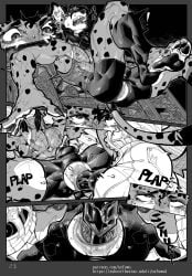 2025 4_toes absurd_res anal anal_rape anal_sex anthro black_and_white bodily_fluids bottomwear bulge clothed clothing coat comic dripping duo feet fishnet_clothing fishnet_topwear foot_wraps forced genital_fluids hi_res hyena male male/male mammal monochrome monster nsfuwu4 partially_clothed partially_clothed_anthro partially_clothed_male penetration precum precum_drip precum_through_bottomwear precum_through_clothing rape sex spots sweat sweaty_arms sweaty_body thrown toes topwear torn_bottomwear torn_clothing wet wet_clothing wraps
