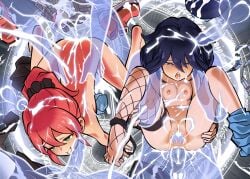 2girls 5boys adversarial_noise artist_name black_hair blue_eyes blush breasts commentary_request commission cum cum_in_mouth cum_in_pussy cum_on_ass cum_on_back cum_on_body cum_on_breasts cum_on_hair cum_on_tongue dated ejaculation fishnet_thighhighs fishnets folded freckles fucked_silly ghost green_eyes group_sex hair_between_eyes hair_ornament hair_scrunchie heart heart_in_eye highres invisible_man legs_up magic_circle medium_hair multiple_boys multiple_girls navel nipples nude open_mouth orgy original penis ponytail pussy raised_inner_eyebrows red_hair reverse_suspended_congress scrunchie seanji_sariel sex sex_from_behind signature single_thighhigh small_breasts straight symbol_in_eye thighhighs tongue tongue_out unworn_clothes vaginal_penetration