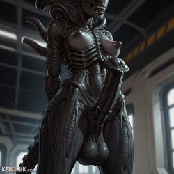 1futa ai_generated alien alien_(franchise) arms_behind_back ass_focus big_nipples black_body black_penis black_skin close-up dickgirl futa_only futanari horror horse_penis huge_ass huge_cock huge_testicles kexonik monster puffy_nipples sagging_breasts scrotum small_breasts solo tail xenomorph