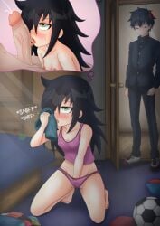 1boy 1girls black_hair brother_and_sister caught caught_by_brother caught_in_the_act caught_masturbating dark-skinned_male fantasizing female goonette hi_res incest kaschmatz kuroki_tomoki kuroki_tomoko male masturbation siblings small_ass small_breasts smelling smelling_clothes teenager walked_in_on watashi_ga_motenai_no_wa_dou_kangaetemo_omaera_ga_warui!