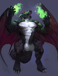 anthro balls dragon erection goroguro male male_only muscular muscular_male nude open_mouth simple_background solo standing vein wings