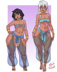 2d 2girls athletic athletic_female atlantis:_the_lost_empire audrey_ramirez big_ass big_breasts borderreloaded brown_hair brown_skin brown_skinned_female busty cartoon curvaceous curvy curvy_figure dark-skinned_female dark_skin disney disney_channel feet female female_focus female_only fit fit_female full_body harem harem_girl harem_outfit hourglass_figure kida large_ass large_breasts medium_breasts petite small_breasts standing tagme thighs toned toned_female white_hair wide_hips