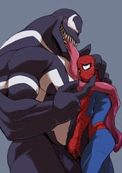 2boys anal_insertion black_skin blush bodysuit domination erection gay huge_cock human imminent_anal interspecies larger_male licking long_tongue male male_only marvel marvel_comics mask muscular othukimi penis peter_parker rimming rimming_male sharp_teeth size_difference skin_tight smile smooth_skin spider-man spider-man_(series) superhero supervillain symbiote testicles veiny_penis venom_(marvel) yaoi