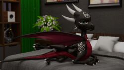 3d_(artwork) absurd_res activision anus ass bed bodily_fluids claws cynder detailed_background dezzak digital_media_(artwork) dragon female feral furniture genital_fluids genitals hi_res horn looking_at_viewer lying lying_on_bed mythological_creature mythological_scalie mythology on_bed presenting presenting_hindquarters presenting_pussy pussy raised_leg reptile scales scalie smile smiling_at_viewer solo spyro_the_dragon vaginal_fluids wings