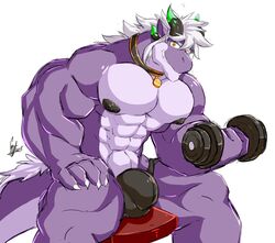 anthro barazoku bulge clothing collar daikitei dragon exercise looking_at_viewer male male_only muscular muscular_male pecs sitting smile solo underwear weightlifting workout