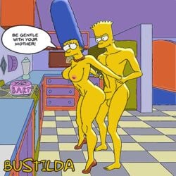 ! aged_up alternate_breast_size animated areolae arm_grab arms_held_back artist_name ass balls bart_simpson big_ass big_hair big_penis birthday_cake blue_hair bouncing_breasts breasts bustilda_(artist) cake curvy detailed_background dialogue duo english_text eyelashes female full_body hourglass_figure human incest indoors kitchen large_breasts long_hair looking_back male marge_simpson milf mother mother_and_son navel necklace nipples nude pearl_necklace penis pink_nipples rough_sex sex shoes side_view son speech_bubble standing standing_sex straight text the_simpsons thrusting tiptoes toned vaginal_penetration very_long_hair wrist_grab yellow_skin