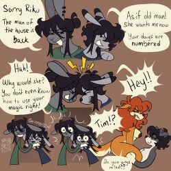 1:1 ambiguous_penetration anthro anthro_on_anthro anthro_penetrated breasts canid canine english_text father female group hi_res lagomorph leporid male male/female mammal mother mother_and_child parent parent_and_child penetration rabbit river-zombie sex sibling son text