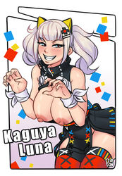 a_pinch_of_vanilla breasts breasts_out cat_ears kaguya_luna nipples silver_hair the_moon_studio virtual_youtuber