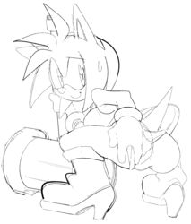 amy_rose anus ass female female_only flashing flashing_ass greyscale hammer high_heels monochrome panties_aside presenting presenting_hindquarters sega sonic_(series) squatting upskirt watatanza