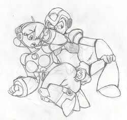 alia anal anal_sex ass black_and_white capcom from_behind headset in-scan-ity1121 insanity1121 mega_man mega_man_x on_side penis robot rockman rockman_x sex sketch vagina