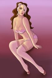 anna_marie areola areola_slip areolae areolae_slip belly big_breasts bra breasts brown_hair brunette cleavage cute_breasts cute_panties cute_underwear female female_only freckles freckles_on_face freckles_on_shoulders green_eyes heart_bra heart_panties heels high_heels marvel marvel_comics model_pose modeling mutant_(marvel) nipple_slip nipples nipslip panties peeking_nipple pink_bra pink_panties pink_underwear pinup pose pretty pretty_girl rogue_(x-men) sitting slipping_out solo solo_female stockings tagme_(artist) thighhigh_stockings thighhighs thighs two-tone_hair undersized_clothes white_hair x-men