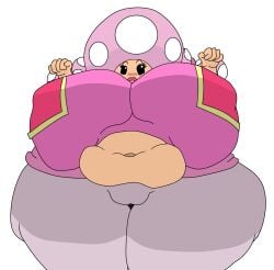 bbw big_breasts clothed kart mario_(series) mushroom mushroom_girl mushroom_humanoid nintendo pink_hair pussy_through_clothing shortstack thick_thighs toadette