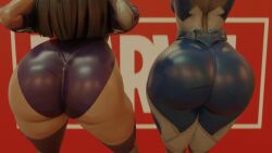 2girls 3d ass ass_focus ass_shake big_ass big_asses black_hair blonde_hair blue_skin booties breasts clothed fantastic_four female female_only huge_ass invisible_woman invisible_woman_(marvel_rivals) kishi leotard light-skinned_female long_hair marvel marvel_comics marvel_rivals psylocke psylocke_(marvel_rivals) purple_skin shaking_ass shaking_butt susan_storm tagme video x-men