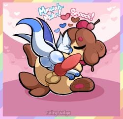 animal_genitalia animal_penis anthro anthro_on_anthro anus ass backsack balls bat big_penis blue_pawpads border canine_genitalia canine_penis closed_eyes digital_media_(artwork) duo dust:_an_elysian_tail english_text erection fairyfudge futa/male futanari generation_6_pokemon genitals heart_symbol hi_res intersex intersex/male kissing kissing_sound_effect knot lgbt_pride lying lying_on_another male mammal mitzu_(fairyfudge) multicolored_border nimbat nintendo on_back pawpads paws penis pink_background pokemon pokemon_(species) pride_colors rainbow_border raised_tail signature simple_background size_difference sky_(rainford_cloud) slurpuff tail text trans_(lore) trans_woman_(lore) transgender_pride_colors