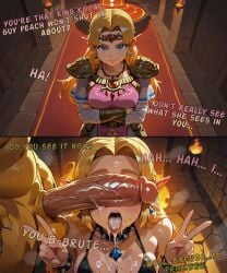 1boy 1girls ai_assisted ai_generated before_and_after bikini black_bikini blonde_hair blue_eyes bowser bracelets bratty breasts cant_see_the_haters clothed clothing comic correction corruptcrafts corruption crossover cum cum_in_mouth cum_on_breasts cum_on_face defeated defeated_heroine dialogue double_v dress dungeon ear_piercing earrings enemy_conversion english_text eyes_covered female instant_loss_2koma interspecies lava long_hair male mario_(series) medium_breasts nintendo on_knees open_mouth peace_sign penis penis_on_face penis_out princess princess_zelda spiked_bracelet straight super_mario_bros. super_smash_bros. text the_legend_of_zelda the_legend_of_zelda:_a_link_between_worlds tiara tongue tongue_out triforce triforce_earrings v veiny_penis villain villain_on_hero wet wet_body zelda_(a_link_between_worlds)