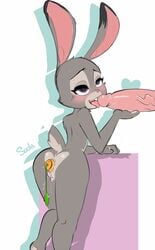 anal anal_masturbation anal_sex blush carrot_dildo chronicsoda clitoris disembodied_penis disney duo erection female heart hi_res judy_hopps lagomorph licking male mammal masturbation nude oral penetration penis penis_lick pussy pussy_juice rabbit sex spiral_eyes sweat tongue tongue_out zootopia