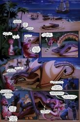 angry animal_genitalia aquatic_dragon beach black_body boat canid canine canis clothing comic dialogue domestic_cat dragon english_text felid feline felis genital_slit genitals group growling hi_res horn jaguar male mammal marine membrane_(anatomy) membranous_wings molnyshko moon mythological_creature mythological_scalie mythology night pantherine pirate red_body red_eyes scales scalie scared sea seven_frame_image ship shirt sleeping sound_effects speech_bubble standing text thought_bubble topwear vehicle ventral_scales vowelless vowelless_sound_effect water watercraft wings wolf yellow_eyes zimt_(leafstone) zzz