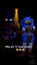 3d_(artwork) angry anthro balls bandage bandaged_arm big_balls big_breasts big_penis blue_body blue_eyes blue_skin boots breasts brown_body brown_skin canid canine canis city city_background clothed clothing collar digital_media_(artwork) duo ear_piercing erection eulipotyphlan exposed fan_character female footwear futanari genitals gesture gloves hair half-erect hand_gesture handwear hedgehog herm hi_res intersex juicyducksfm legwear long_hair looking_at_viewer mammal meme night penis piercing sega shoes smiley_(juicyducksfm) socks sonic_(series) sonic_the_hedgehog_(series) source_filmmaker_(artwork) standing stockings text tilver_the_wolf wolf yellow_eyes