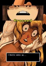anthro breasts clothed clothing comic deer deltarune deltarune_chapter_4 duo english_text female forced hi_res human jellyborowski kris_(deltarune) male male/female mammal manipulation mind_control noelle_holiday open_clothing open_shirt open_topwear rape sex shirt small_breasts snowgrave text topwear undertale_(series)