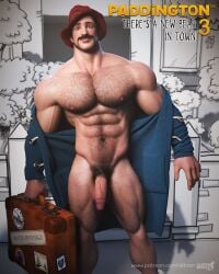 1boy 3d albron balls bara gay humanized male male_only muscular paddington_and_company_limited paddington_bear penis solo tagme yaoi