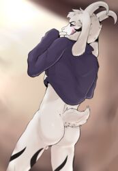 2018 anthro asriel_dreemurr asriel_dreemurr_(god_form) ass balls boddy caprine fur furry goat hair male male_only mammal muscular muscular_male nude smile solo undertale video_games willson willsonpoke