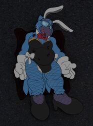 absurd_res anthro avian bird blood bluebird bodily_fluids bullet_hole bullet_wound bunny_ears_headband clothed clothing corpse crossdressing death eastern_bluebird eyewear fishnet_clothing fishnet_legwear footwear furry glasses gore gunshot_wound hi_res high_heels legwear male male_death mature_male neptune_mereaux oscine overweight passerine playboy_outfit shoes skinsuit snuff thrush_(bird) tight_clothing why-isnt-he-moving wounded