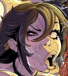 1girl ahe_gao ahegao_face beautiful big_lips black_hair collar earrings edit edited female female_focus female_only ferris_(raiosmanis) hot lip_piercing long_hair loonyjams moaning moaning_in_pleasure one_eye_half-closed red_eyes sexy sharp_teeth slutty_face sweat sweatdrop sweating sweating_female sweaty sweaty_face sweaty_female