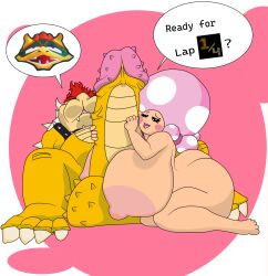 1boy 1girls 1male anthro anthro_on_female arist_lewdape ass big_ass big_breasts big_butt big_penis bowser breasts duo ejaculation erection female koopa large_penis male mario_(series) monster_cock mushroom mushroom_girl mushroom_humanoid nintendo penis pink reptile scales scalie sex shortstack spikes straight straight_sex thick_thighs toadette