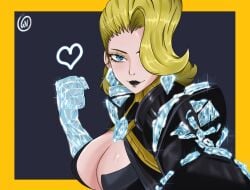 2d big_breasts big_titties black_lipstick blonde_female blonde_hair blue_eyes boob_window breasts clenched_hand closed_mouth closed_mouth_smile clothed clothing diamond_earrings diamond_skin earrings emma_frost emma_frost_(marvel_rivals) emma_frost_(x-revolution) eyelashes eyeshadow female female_focus female_only fist gold_eyeshadow hair_over_one_eye light-skinned_female light_skin looking_at_viewer marvel marvel_rivals mature mature_female milf short_hair smile smiling smiling_at_viewer waifuviolenta yellow_hair