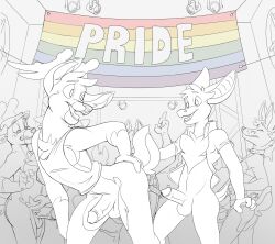 anthro antlers ass balls bat bat_ears bat_tail big_breasts bottomless bottomless_anthro bottomless_male bottomwear breasts brother_(lore) brother_and_sister_(lore) brothers_(lore) canid canine canis clothed clothing deer desert_bat digital_media_(artwork) erection female flag flag_(object) frag_(furfragged) fur furfragged genitals grope group hi_res horn humanoid_genitalia humanoid_penis incest_(lore) lgbt_pride lgbt_pride_month liberty_(furfragged) male male/female male/male mammal membrane_(anatomy) miniskirt monochrome nipples nude nude_anthro nude_female nude_male open_mouth party penis presenting presenting_hindquarters pride_color_flag pride_colors rainbow_pride_colors shirt sibling_(lore) sino_(furfragged) sister_(lore) six-stripe_rainbow_pride_colors skirt smile tail tank_top topwear turo_of_akesh wingless_bat
