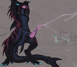 animal_genitalia animal_penis anthro aquatic_dragon bai_(laobai) being_watched big_penis bodily_fluids casual_erection casual_nudity casual_orgasm cetacean_genitalia cetacean_penis cloaca cum cumshot digitigrade dragon ejaculation erection excessive_genital_fluids genital_fluids genitals grey_background hands-free hands_behind_head hi_res huge_cock humming laobai long_penis looking_at_another male male_only marine muscular muscular_anthro mythological_creature mythological_scalie mythology orgasm penis red_body scalie simple_background solo_focus sound_effects tapering_penis throbbing throbbing_penis vocalization wide_stance