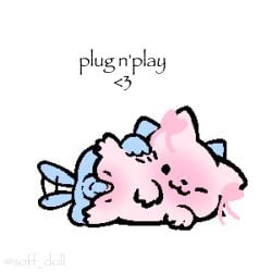 anthro balls blue_body blue_fur bow nub_(sillynubcat) one_eye_closed penis pink_body pink_fur pussy ribbon ribbons sex sillynubcat_(copyright) simple_background soff_doll solo spoon_position spooning tagme tailwag text watermark whiskers