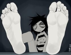 barefoot belt big_feet big_soles black_hair dress emo emo_girl feet feet_focus feet_on_table feet_up female foot_fetish foot_focus game_controller goth goth_girl i_can't_sleep large_feet large_soles nia_(i_can't_sleep) playing playing_videogame salmobaliki soles solo solo_female ssunsalm toes white_eyes youtube youtuber