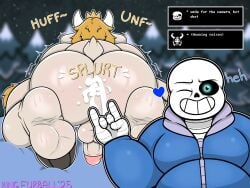 after_sex asgore_dreemurr bara clothed_male_nude_male cum cum_in_ass gay huge_cock king_furball male male_only sans small_dom_big_sub sweat sweating tagme yaoi