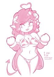ahoge cow_print cow_print_bikini demily demily_pyro demon_girl oerba_yun_fang trans_woman transfem