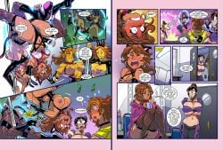 2boys 3girls 6+boys 6+girls amber_eyes ass awkward bald_male big_breasts blue_eyes breasts brown_hair bunny_ears bunny_tail cassandra_garcia cat_ears cat_tail collar comic comic_panel darkereve dialogue dj don_bartolo dreadlocks earrings embarrassed embarrassed_female eric_diez female fishnet_legwear fishnet_stockings fishnets heart_pasties high_heels jagua_tales jagua_tales_(comic) joana_dolores large_breasts light-skinned_female light_skin male mole_on_ass mole_on_breast mole_under_eye money moustache multiple_boys multiple_girls nipples older_male orange_hair pale-skinned_female pale_skin pasties pole pole_dancing red_hair reverse_bunnysuit running_away short_hair spiky_hair stripper stripper_pole strippers tan-skinned_female tan-skinned_male tatiana