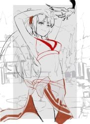 1girls ainu_clothes apupudesu armpits arms_behind_head big_breasts bikini breasts busty cleavage confident female female_only hair_ribbon half-closed_eyes highres king_of_fighters large_breasts legs long_hair looking_at_viewer mamahaha monochrome nakoruru navel pose posing ribbon samurai_shodown sarong seductive seductive_look seductive_smile sensual sexy sexy_armpits sexy_pose sideboob sketch smile snk swimsuit thighs voluptuous